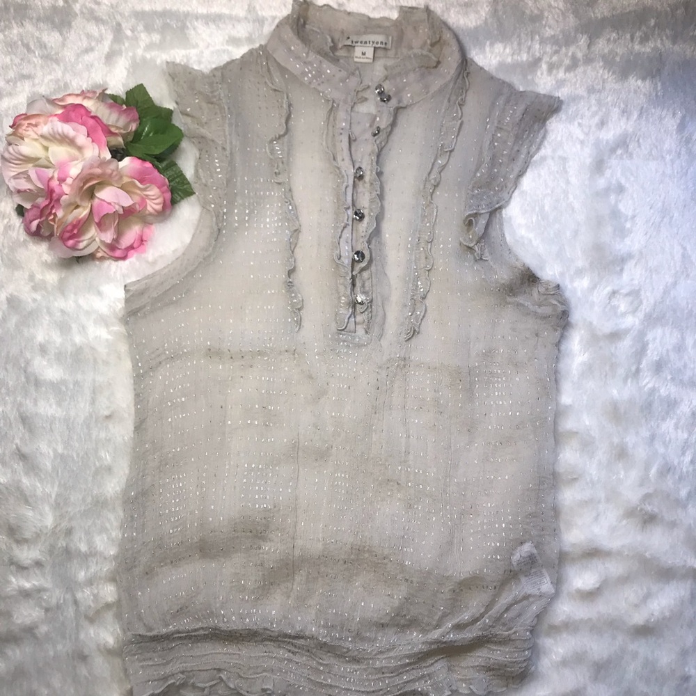Forever 21 100% Silk Sheer Champaign Top